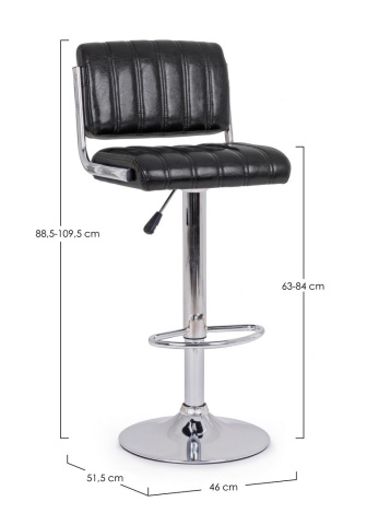 Set de 2 scaune de bar Barclay din oțel cromat și piele ecologică, negru - Img 2