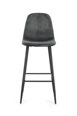 Set de 2 scaune de bar Irelia, din catifea, gri închis, 46x39x103 cm - Img 4