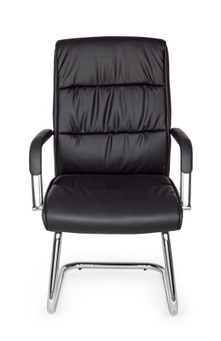 Set de 2 scaune de birou Sydney, cu brațe, din oțel cromat și piele ecologică, negru, 58x60.5x101.5 cm - Img 3