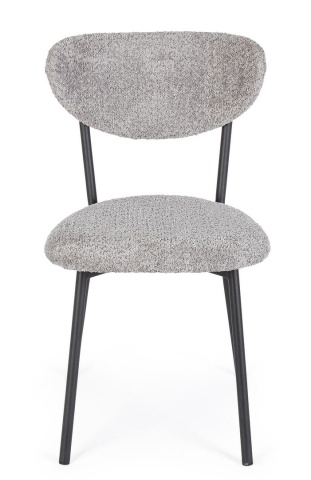 Set de 2 scaune Ludmilla, tapițerie bouclé, gri deschis, 47x50x77.5 cm - Img 4