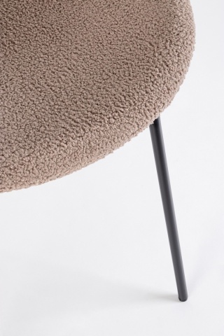 Set de 2 scaune Maddie, din țesătură bouclé și metal, maro, 52x60x80 cm - Img 8