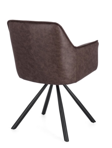 Set de 2 scaune pivotante din piele ecologică, maro închis, 59.5x61x84 cm - Img 2