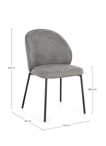 Set de 2 scaune Wendy tapitate negru/gri închis, 54x60x83 cm - Img 3