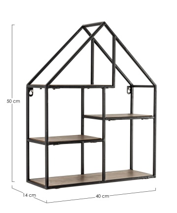 Set de 4 Etajere stil Nordic în formă de casă, metal și MDF, 40x14x50 cm - Img 2