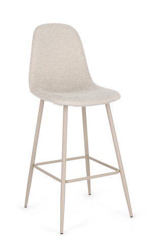 Set de 4 scaune de bar Irelia, cu picioare din oțel negru și tapițerie poliester taupe, 75 cm