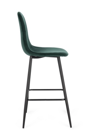Set de 4 scaune de bar Irelia, cu picioare din oțel negru și tapițerie catifea verde închis, 75 cm - Img 5