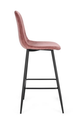 Set de 4 scaune de bar Irelia, cu picioare din oțel negru și tapițerie catifea roz, 75 cm - Img 5
