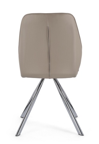Set de 4 scaune din piele ecologică și picioare din oțel cromat, taupe, 44x62x88 cm - Img 4