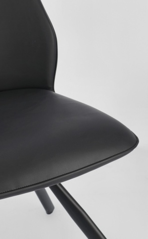Set de 4 scaune din piele ecologică și picioare din oțel vopsit electrostatic, negru, 44x62x88 cm - Img 7