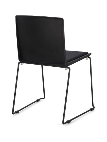 Set de 4 scaune Giulia, din plastic cu șezut tapițat și picioare din oțel vopsit electrostatic, negru, 43.5x50x79 cm - Img 2