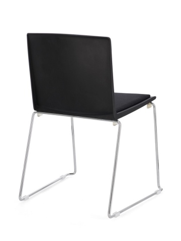 Set de 4 scaune Giulia, din plastic cu șezut tapițat și picioare din oțel cromat, negru, 43.5x50x79 cm - Img 2
