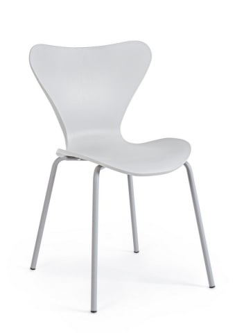 Set de 4 scaune moderne Tessa, plastic și metal, gri deschis