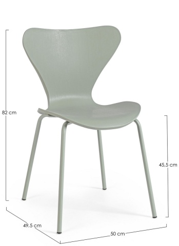 Set de 4 scaune moderne Tessa, plastic și metal, verde - Img 2