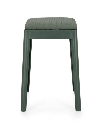 Set de 4 taburete Scooby, din polipropilenă și piele ecologică, verde petrol, 34x34x49 cm - Img 2