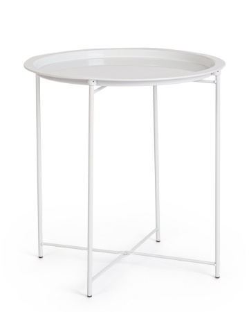 Set de 6 Măsuțe de cafea Hilmar, rotundă, din oțel vopsit electrostatic, albă, 47 x 51 cm