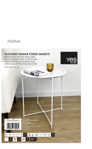 Set de 6 Măsuțe de cafea Hilmar, rotundă, din oțel vopsit electrostatic, albă, 47 x 51 cm - Img 2