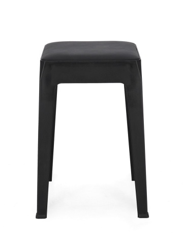 Set de 6 taburete cu șezut din piele ecologică, negru, 33x33x47 cm - Img 2