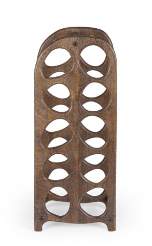 Suport pentru 10 sticle Yukon, din lemn de mango și metal, maro, 27x20x67 cm - Img 2