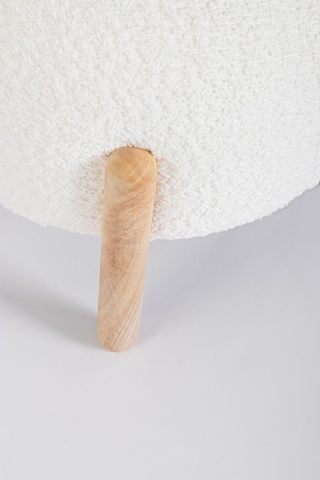 Taburet Dayla, rotund, diametru 45 cm, din poliester cu efect bouclé, alb - Img 4