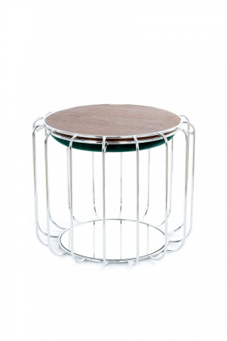 Taburet tapitat/masuta de cafea rotund/a Comfortable 50x50x45 cm verde - Img 2