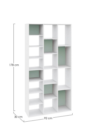 Bibliotecă Artic Sage Green din MDF alba 178 cm - Img 2