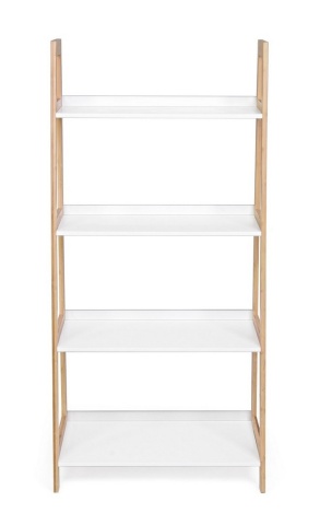 Bibliotecă Brooklyn din bambus alb 130 cm - Img 3