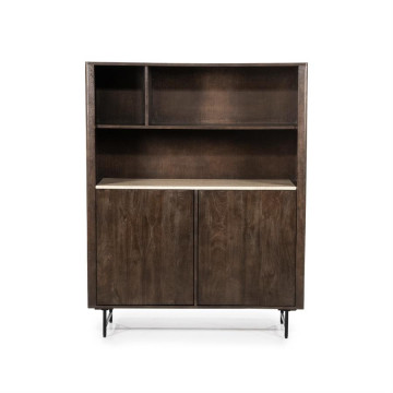 Bibliotecă din lemn de mango si travertin Lio 120x41x150 cm