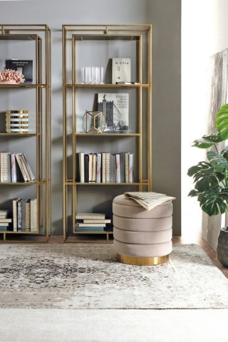 Bibliotecă Elenor cu rame metalice și rafturi de sticlă 172.5 cm - Img 6