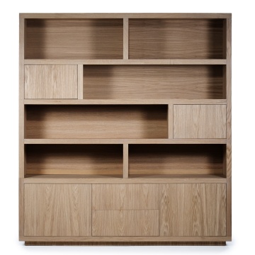 Biblioteca Helsinki din lemn de stejar maro deschis 200x220 cm