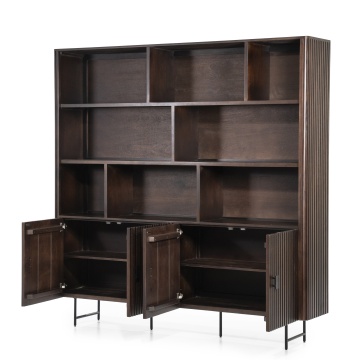Biblioteca Remi din lemn de mango maro 200x37x200 cm - Img 4