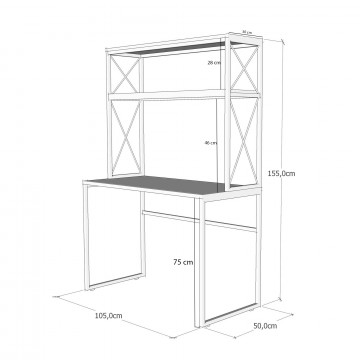 Birou cu etajera din pal melaminat Mercan pin 105 cm - Img 3