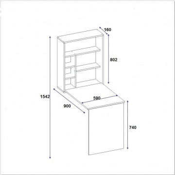 Birou cu etajera din pal melaminat Sedir alb 59 cm - Img 4