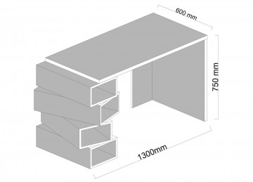 Birou cu rafturi din pal melaminat Jenga nuc si alb 130 cm - Img 6