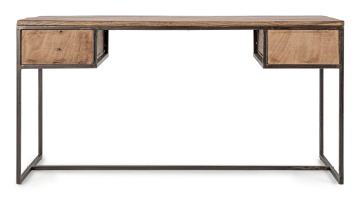 Birou Elmer cu 2 sertare, din lemn de salcâm și oțel, 150x60x77 cm - Img 4