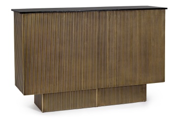 Cabinet bar, 160 cm, din MDF cu blat din lemn de mango și placaj din alamă antichizată, 160x40x100 cm