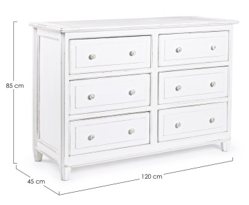 Comodă Colette cu 6 sertare, din lemn masiv de mango, finisaj vopsit, 120x45x85 cm - Img 2