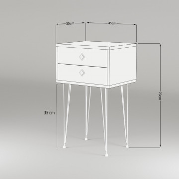 Comoda din pal melaminat cu 2 sertare Melinos maro 45 cm - Img 3
