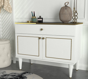 Comoda din pal melaminat Ravenna alba 90 cm - Img 2