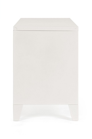 Comodă TV Cambridge, cu 2 uși, din oțel vopsit epoxidic, alb-crem, 120,5x40x58,5 cm - Img 4