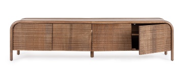 Comodă TV Sanat, cu 4 uși, din lemn de mango, front încrustat manual, 200x40x50 cm - Img 6