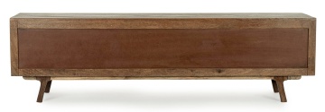 Comodă TV Sherman, 200 cm, cu uși glisante, din lemn de mango, stil vintage, 200x43x60 cm - Img 4