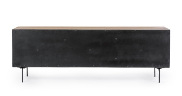 Comodă TV Stanwood, 160 cm, din MDF furniruit cu stejar și picioare din oțel, finisaj natural, 160x40x57 cm - Img 4