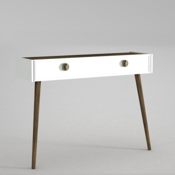 Consola din pal melaminat Nady alba si nuc 120 cm