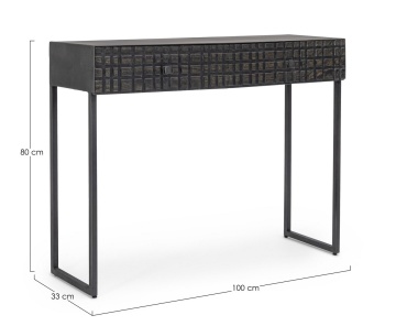 Consolă Dorset cu 2 sertare, din lemn și metal, 100x33x80 cm - Img 2