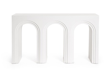 Consolă modelată Rhome, finisaj cu efect material, albă, 140x40x80 cm - Img 2