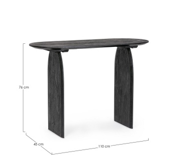 Consolă Monterrey, 110 cm, din lemn de mango, cu finisaj nitrocelulozic, negru, 110x45x76 cm - Img 2