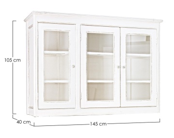 Corp superior bufet Colette, cu 3 uși, din lemn masiv de mango, finisaj vopsit, 145 x 40 x 105 cm - Img 2