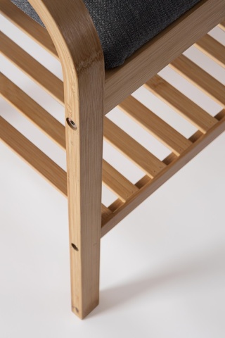 Cuier cu bancă Phillp, din bambus, Natural și Gri, 73 x 34 x 171 cm - Img 5