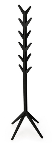 Cuier Daiki, slim, din lemn de mesteacăn, negru, 60x60x169 cm