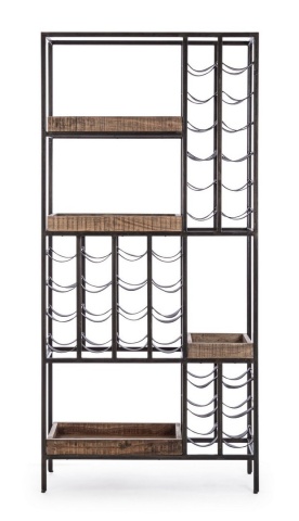 Dulap bar din oțel și lemn de salcâm, 86 x 35 x 180 cm - Img 3